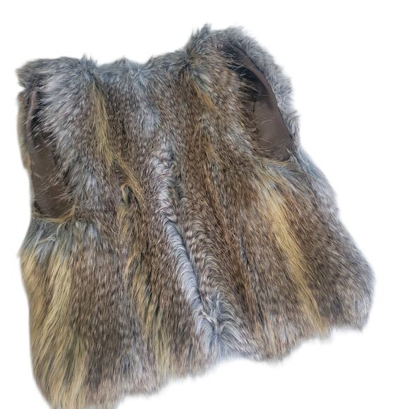 Y2k GUESS Faux Coyote Fur Vest Tan XS NWT Mob Wife Heritage Boho Festival - Picture 10 of 16